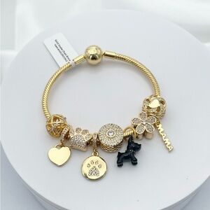 Linx Yellow Gold Snake Chain Bracelet with Scottish Terrier Themed Charms